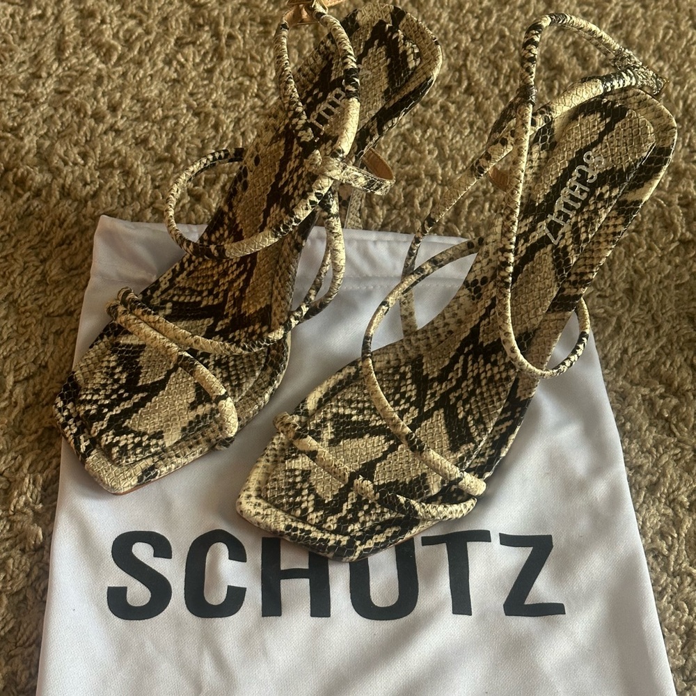 BRAND NEW strap snakeskin sandals, 3.5 inches